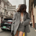 Chic Faux Fur Blazer Jacket with Decorative Buttons