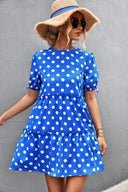 Chic Women's Polka Dot Dress with Ruffles