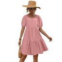 Chic Women's Dress with Stylish Puff Sleeves and Flowy Skirt