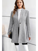 Chic Knitted Blazer with Lapel Collar and Ribbed Texture