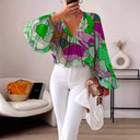 Graphic V-Neck Blouse for Women