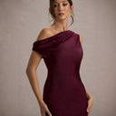 Asymmetrical Shoulder Women's Evening Dress - Chic Fitted Style