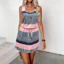 Fashionable Striped Women's Dress with Elastic Waist