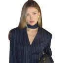 Stylish Striped V-Neck Blouse with Slim Belt for Women