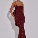 Stunning Evening Gown with Shimmering Sequins and Chic Accents