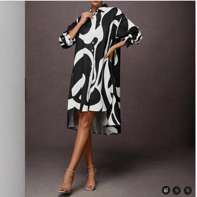 Chic Graphic Print Asymmetrical Dress for Women