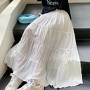 Chic Long Ruffle Summer Skirt with Elastic Waist