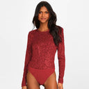 Chic Long Sleeve Sequin Bodysuit for Women