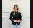 Chic Ruffle Detail Blouse with Tie Band for Women