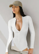 Figure-Hugging Women's Deep V-Neck Bodysuit