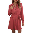 Women's Shirt Dress with Pockets & Tie Belt