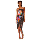 Chic Floral Print Cocktail Dress with Fringe Accents