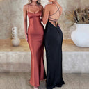 Chic Long Sleeve Maxi Dress for Women with Adjustable Straps