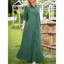 Chic Women's Shirt Dress with Hidden Buttons and Pockets