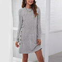 Chic Women's Long-Sleeve Button Detail Dress