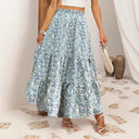 High Waist Long Floral Skirt with Ruffled Hem