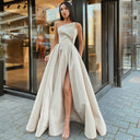 Chic Asymmetrical Evening Dress with High Slit