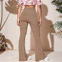 High-Waisted Flared Ribbed Knit Leggings for Women
