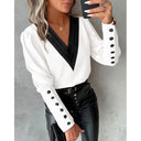 Chic V-Neck Blouse with Puff Sleeves for Women