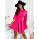 Chic Knee-Length Shirt Dress with Waist Belt and Stylish Accents