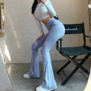 High-Waisted Ribbed Flare Leggings for Women