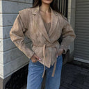 Chic Women's Blazer with Defined Structure and Waist Belt