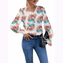 Floral Print Blouse with Wide Sleeves