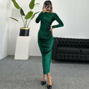 Chic Long Sleeve Dress with Ruffled Design and Figure-Flattering Fit