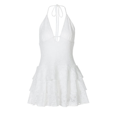 Chic V-Neck Summer Dress with Flowy Skirt
