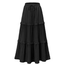 Long Flared Skirt with Ruffles and Stretch Waist