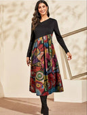Boho-Inspired Midi Dress with Unique Patterns