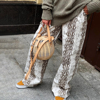 Chic Snake Print Trousers for Women