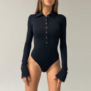 Chic Long Sleeve Bodysuit with Classic Buttons