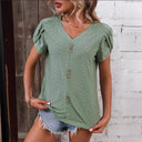 Chic Women's T-Shirt with Button Accents