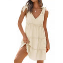 Chic V-Neck Ruffle Dress with Adjustable Straps