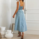 Chic Women's Denim Dress with Button Placket