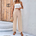 High-Waist Drawstring Pants for Women - Chic Wide-Leg Design