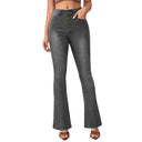 Trendy High Waist Flared Jeans with Button Details for Women