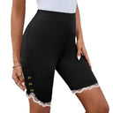 Flattering Bermuda Shorts with Lace and Button Accents