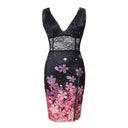 Floral Lace Midi Dress with Deep Neckline