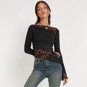 Chic Women's Long Sleeve Lace Accent Shirt