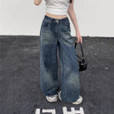 High-Waisted Wide-Leg Jeans with Unique Wash for Women