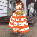 Chic Midi Dress with Textured Polka Dot and Flared Skirt