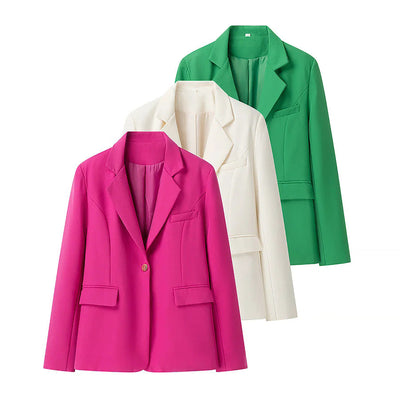 Chic Women's Blazer Jacket with Structured Design and Utility Pockets