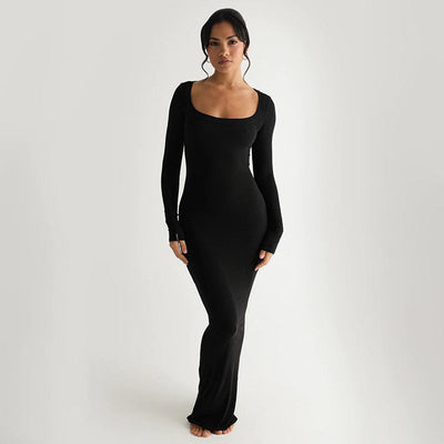 Chic Long Sleeve U-Neck Dress for Women