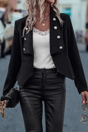 Chic Women's Double Button Blazer Jacket
