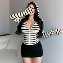 Chic Women's Zippered Blouse with Hood