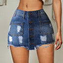 Chic Button-Down Fringed Denim Skirt for Women