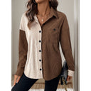 Chic Women's Cord Blouse in Trendy Color Block