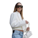 Chic Women's Cropped Blazer with Structured Shoulders